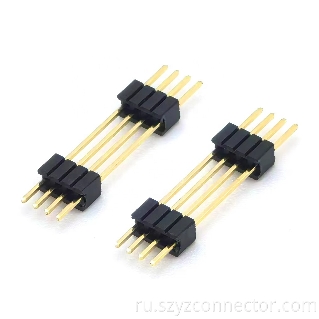 1.27mm Pitch Pin Header Connector Single Row Straight Dual Plastic SQ0.4mm H5.0mm 1*4P
